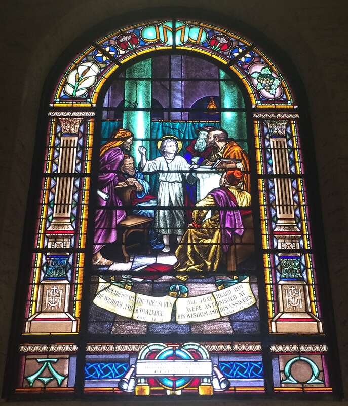 Saint Joseph Cathedral (San Diego, California) - stained glass, Christ Child Among the Doctors