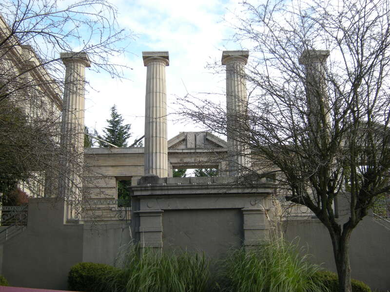 On the grounds of Temple de Hirsch Sinai, a synagogue in Seattle's First Hill/Central District area, just south of Capitol Hill. Since the 1992 demolition of the old 1907 Temple de Hirsch (which was on the National Register of Historic Places), all