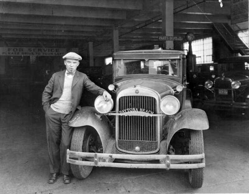 Persistent URL: floridamemory.com/items/show/139440
Local call number: N029856
Title: Sig Haugdahl and his car in Daytona Beach, Florida
Date: ca. 1929
Physical descrip: 1 photonegative - b&amp;amp;w - 4 x 5 in.
Series Title: General