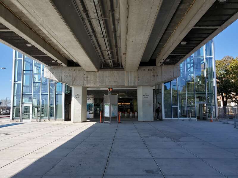 The south plaza under El Cerrito del Norte station in March 2021