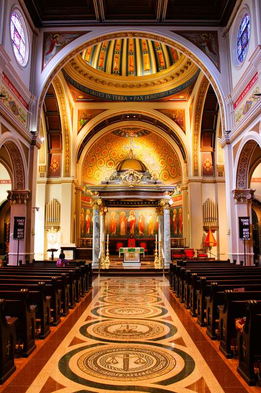 The interior of Saint Anthony Cathedral Basilica in Beaumont, Texas.