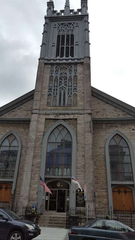 The Capital District Tourism Gnome visits the historic and beautiful St Paul's Episcopal Church on 3rd Street in the city of Troy, Rensselaer County, New York. Complete with Tiffany glass and amazing stone work this is an wonderful church that