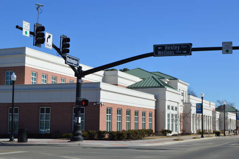 Front of City Hall in Suffolk, Virginia, United States, located at 442 W. Washington Street (State Route 337).