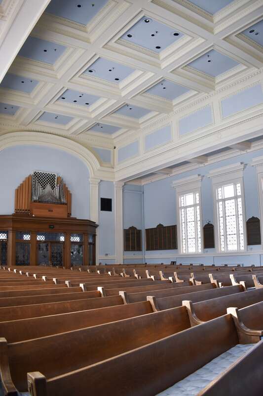 Interior photographs of the historic Temple Society of Concord in Syracuse, New York, USA