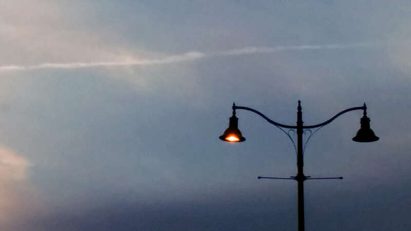 500px provided description: Twilight In Somerville Ma 2 [#sky ,#clouds ,#twilight ,#evening ,#dusk ,#minimalism ,#streetlights]