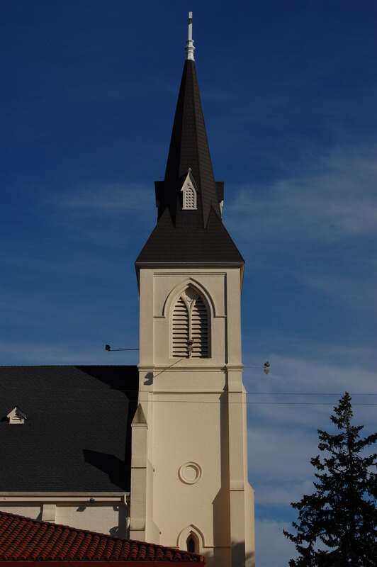 Holy Cross Catholic church. Built in 1889. 126 High Street. Santa Cruz, California, USA