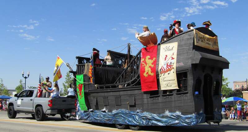 Float for the Utah Renaissance Faire in Provo's Independence Day parade.