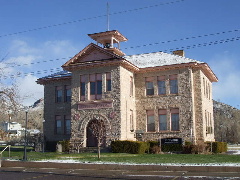 The Elsinore White Rock Schoolhouse, a historic building in Elsinore, Utah, United States.