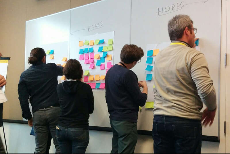 WikiCite2018 Summit Day breakout session. On the middle day of the conference, attendees split into three groups to consider short and long-term futures for the WikiCite project. WikiCite, Berkeley, CA, USA.