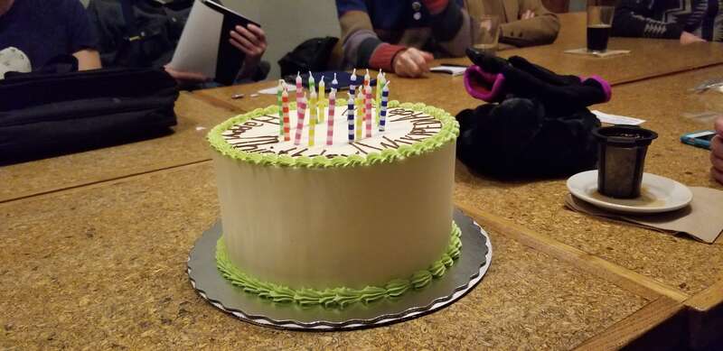 Cake from Wikipedia Day 2019. Took place at the Commonroots Cafe in Minneapolis, Minnesota
More details about the event can be found here:

https://en.wikipedia.org/wiki/Wikipedia:Meetup/Minneapolis/WikipediaDay