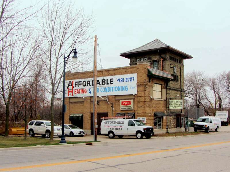 This building was a electrical substation that belonged to The Milwaukee Electric Railway and Light Company that operated Milwaukee streetcar lines and interurban routes to various Wisconsin cities.