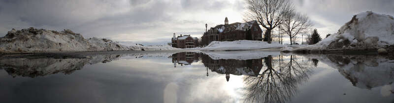 500px provided description: Cold Wind, Warm Day... Photo Time. ;) [#landscape ,#reflections ,#sunset ,#water ,#reflection ,#building ,#snow ,#panorama ,#landscapes ,#skyline ,#panoramic ,#waterscape ,#snake river ,#idaho falls ,#Idaho ,#snake river