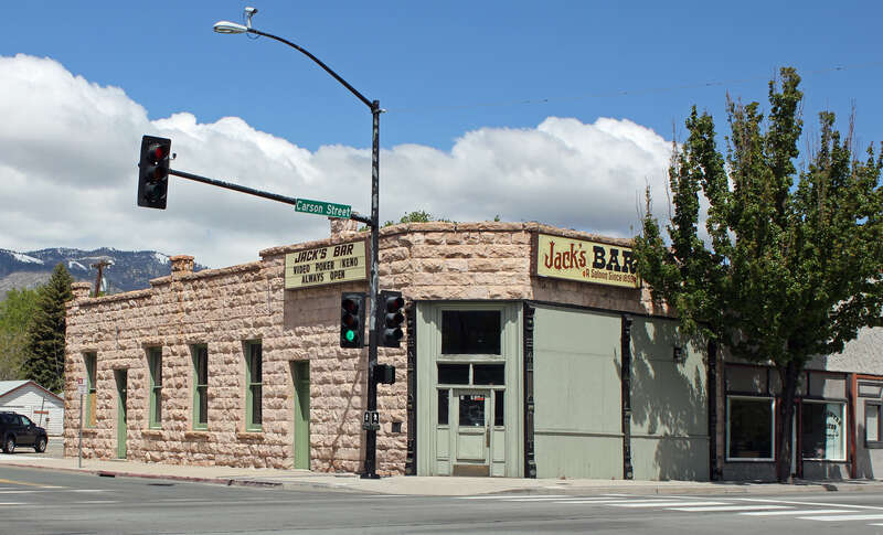 The Bank Saloon, located at 418 South Carson Street in Carson City, Nevada. The building is listed on the National Register of Historic Places.