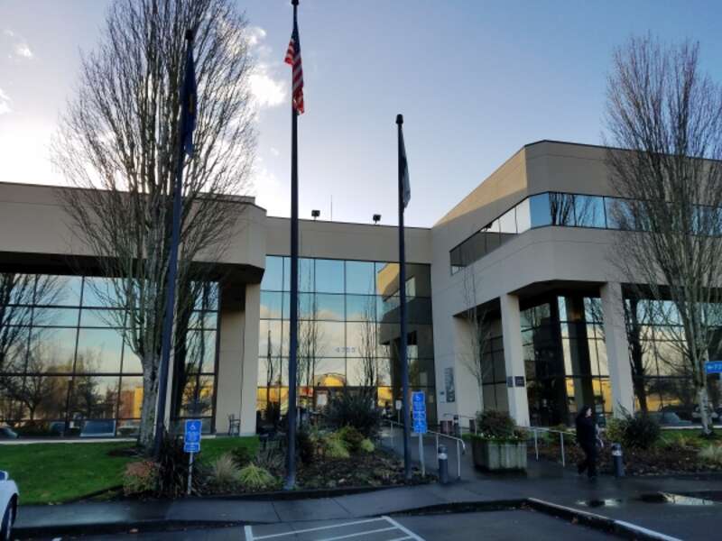 Front view of the Beaverton Municipal Court in Beaverton, Oregon, USA.