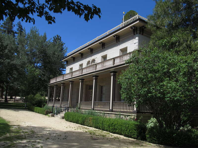 Bowers Mansion, located between Reno and Carson City, Nevada, was built in 1863 by Lemuel &quot;Sandy&quot; Bowers and his wife, Eilley, and is a prime example of the homes built in Nevada by the new millionaires of the Comstock Lode mining boom.
The land