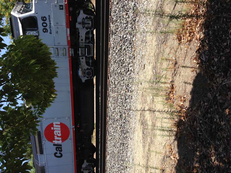 Caltrain engine in Mountain View, California