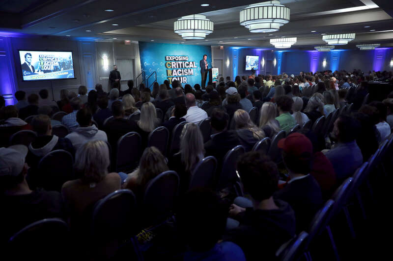Charlie Kirk speaking with attendees at the University of Alabama tour stop of the 2021 Turning Point USA college tour at Hotel Capstone in Tuscaloosa, Alabama.

Please attribute to Gage Skidmore if used elsewhere.