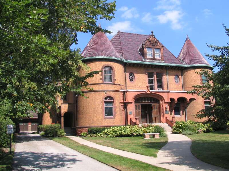 Charles Gates Dawes House, Front View from the Driveway, 225 Greenwood St., Evanston, IL. Built 1894 by Robert Sheppard - H. Edwards Ficken, architect.