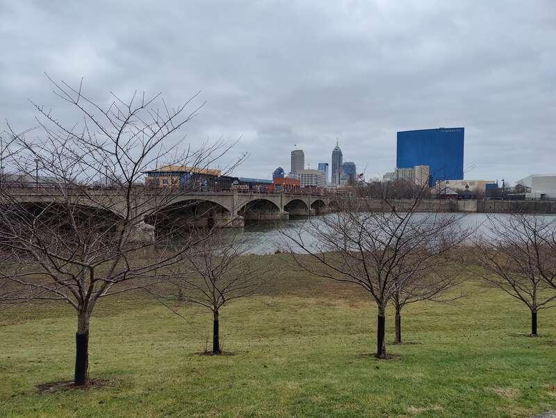 View of downtown Indianapolis, Indiana; taken in December 2021