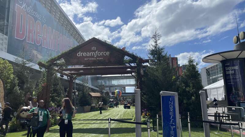 An entrance to Dreamforce in 2022, Salesforce's primary convention for the year