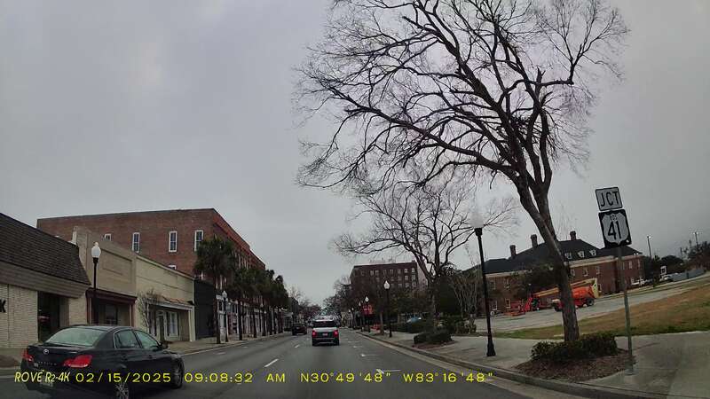 EB West Hill Ave Road junction Bus 41Valdosta, Lowndes County, Georgia