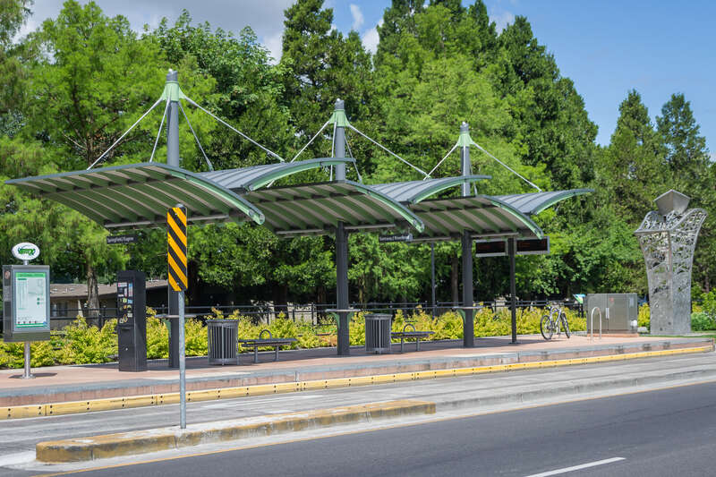 The EMX Centennial Street Station in Springfield, Oregon