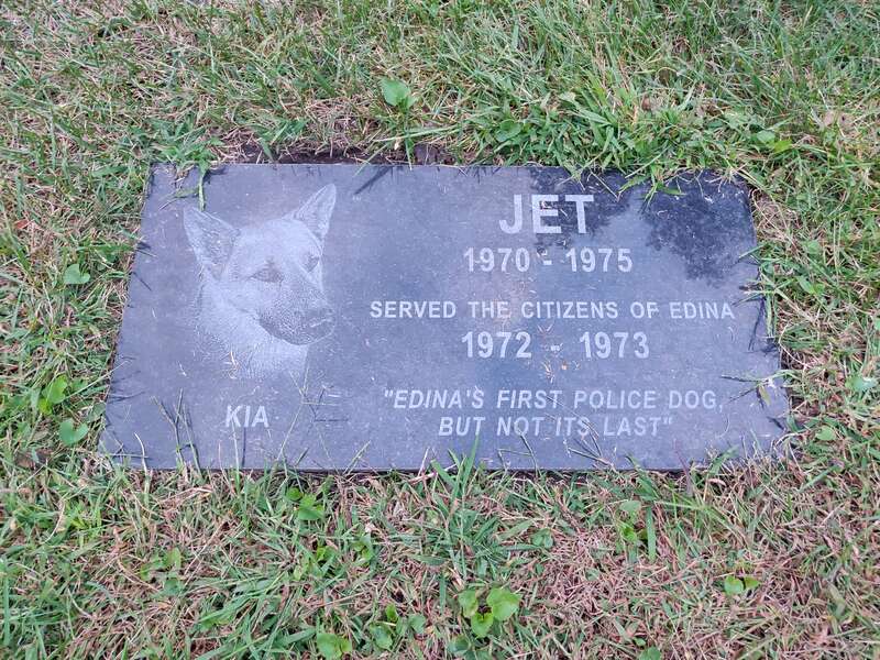 Memorial plaque for Edina police dog named Jet