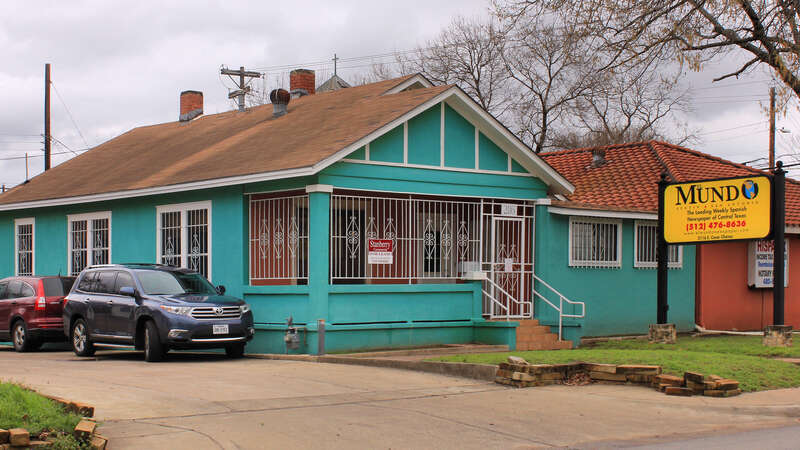 The current Austin headquarters of El Mundo, a Spanish language newspaper distributed in Austin and San Antonio, Texas, United States. The building is located at 2172 East Cesar Chavez St in Austin.