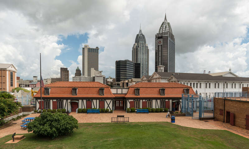 A view of Fort Conde and the Mobile, Alabama Skyline
