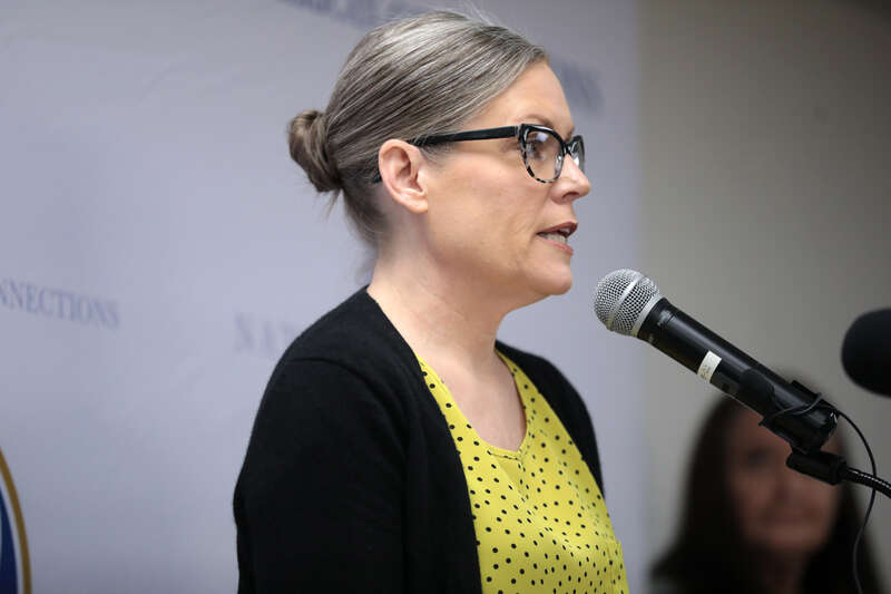 Governor Katie Hobbs speaking with attendees at the grand opening of Homebase hosted by Native American Connections in Surprise, Arizona.

Please attribute to Gage Skidmore if used elsewhere.