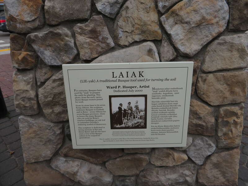 Laiak, Basque Block, Boise, Idaho.  A plaque commemorating Basque Americans in Idaho.