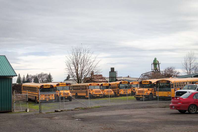 Mid Columbia Bus Co. parking in Banks, Oregon