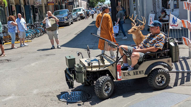 New Orleans.  Unusual Mini-Jeep at Royal &amp;amp; 600 block of St Peter Street, French Quarter.