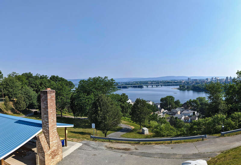 NOTE: This image is a panorama of Negley Park consisting of 3 frames that were merged or stitched in Hugin using a Miller Cylindrical projection. As a result, this image necessarily underwent some form of digital manipulation. These manipulations may