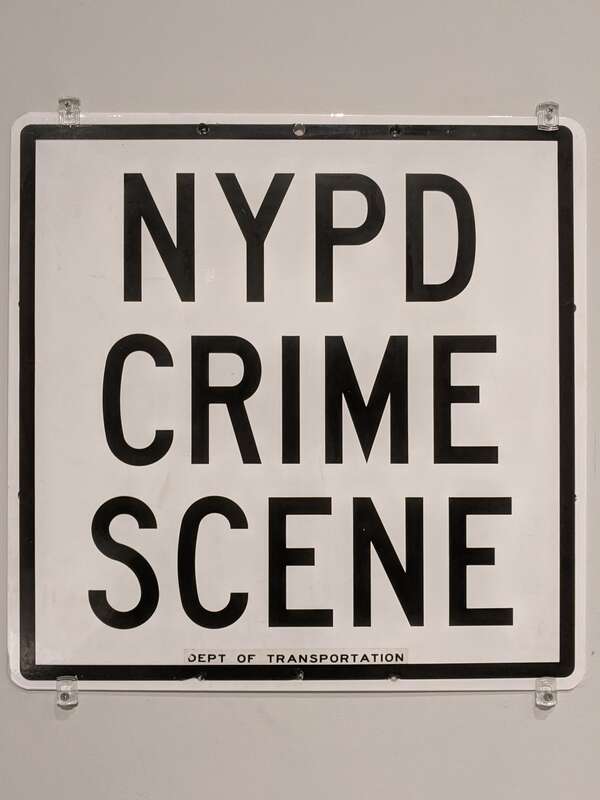 New York City Police Department crime scene sign in the New York State Museum