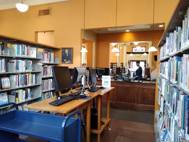 Looking toward the front door from the back of the Old Colorado City Library.