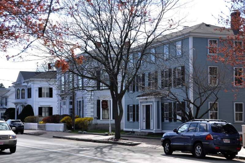 Houses along Washington Street in the Washington Street Historic District, Peabody, Massachusetts.