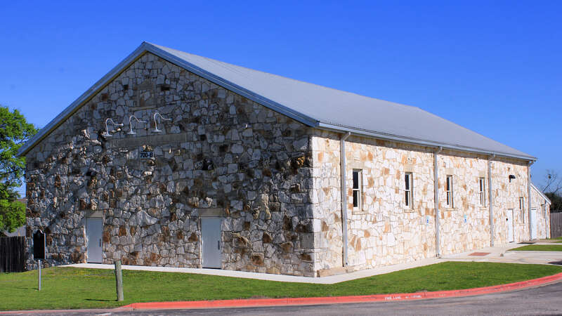 The old rock gym in Pflugerville, Texas, United States. The Works Progress Administration built the gym in 1934.