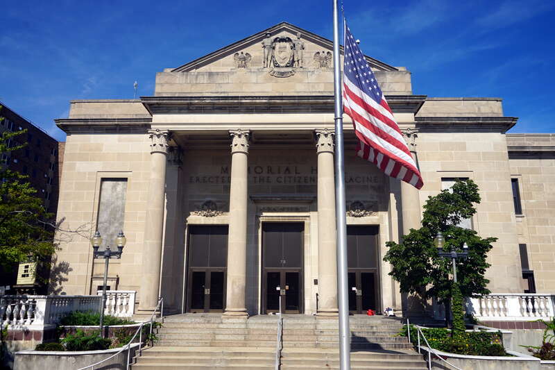 Memorial Hall in Racine, Wisconsin (United States).