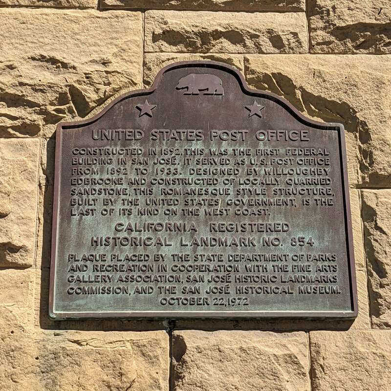San Jose Post Office plaque