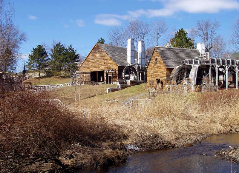 Saugus Iron Works - reconstructed forge and mill. This photograph was taken by me, in Saugus, Massachusetts, March 2006.