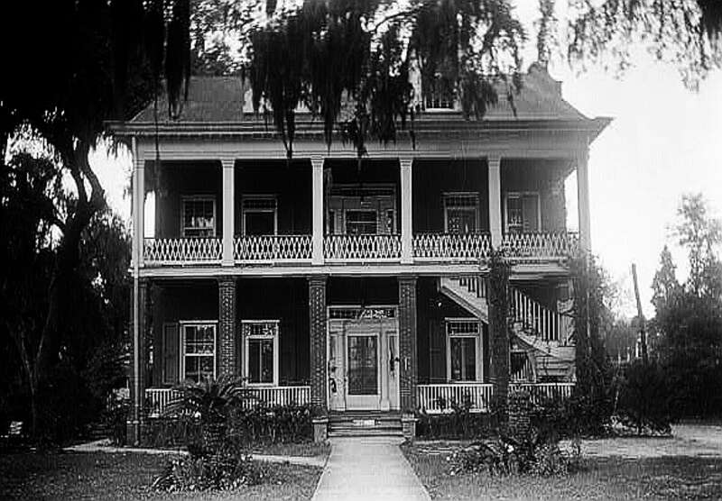 Front of the Toledano-Philbrick-Tullis House, Biloxi, Harrison County, Mississippi, USA.  Built in 1856, it was listed on the National Register of Historic Places (NRHP) in 1976.  The house was destroyed in 2005 during Hurricane Katrina and was