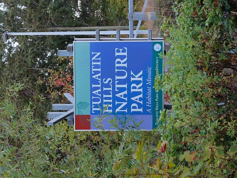 Sign for Tualatin Hills Nature Park in Beaverton, Oregon