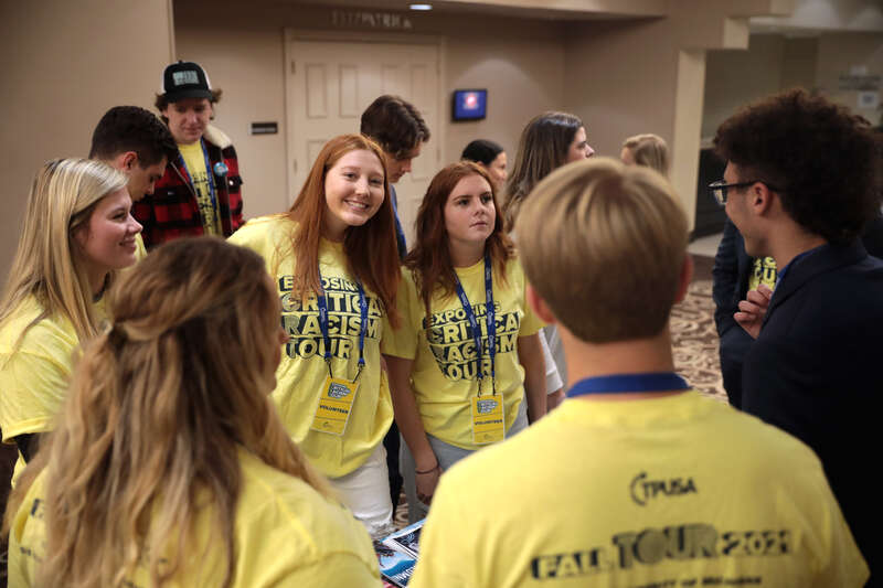 Attendees at the University of Alabama tour stop of the 2021 Turning Point USA college tour at Hotel Capstone in Tuscaloosa, Alabama.

Please attribute to Gage Skidmore if used elsewhere.