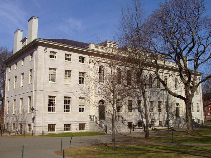Photograph of University Hall, Harvard University, Cambridge, Massachusetts, USA. Charles Bulfinch, architect. East facade.