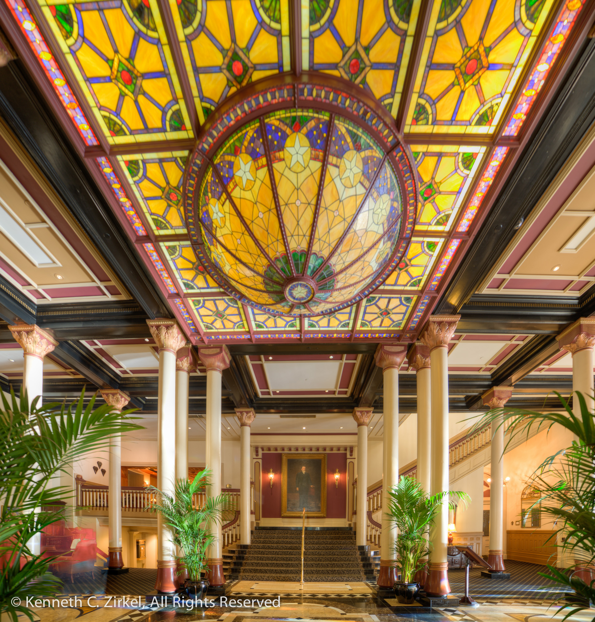Lobby of the Driskill Hotel, Austin, Texas. It's on the National Register of Historic Places.