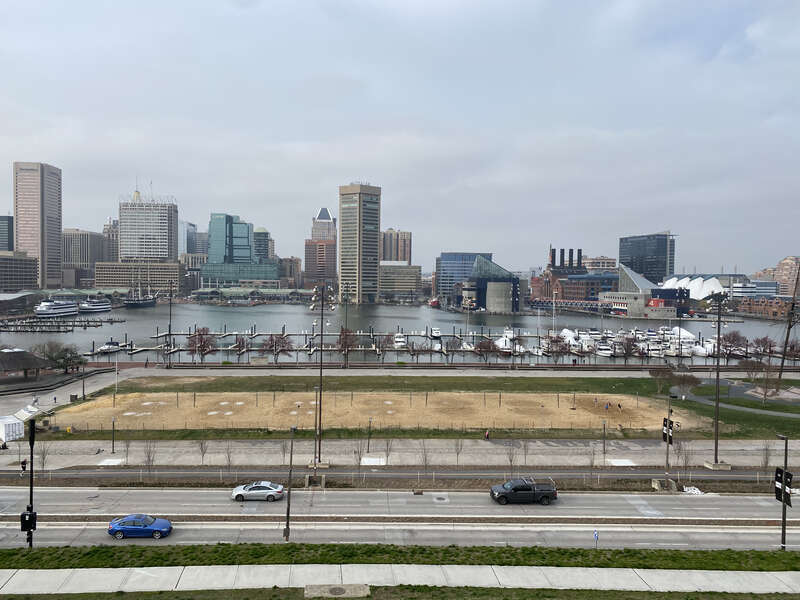 A photograph of downtown Baltimore City, Maryland.