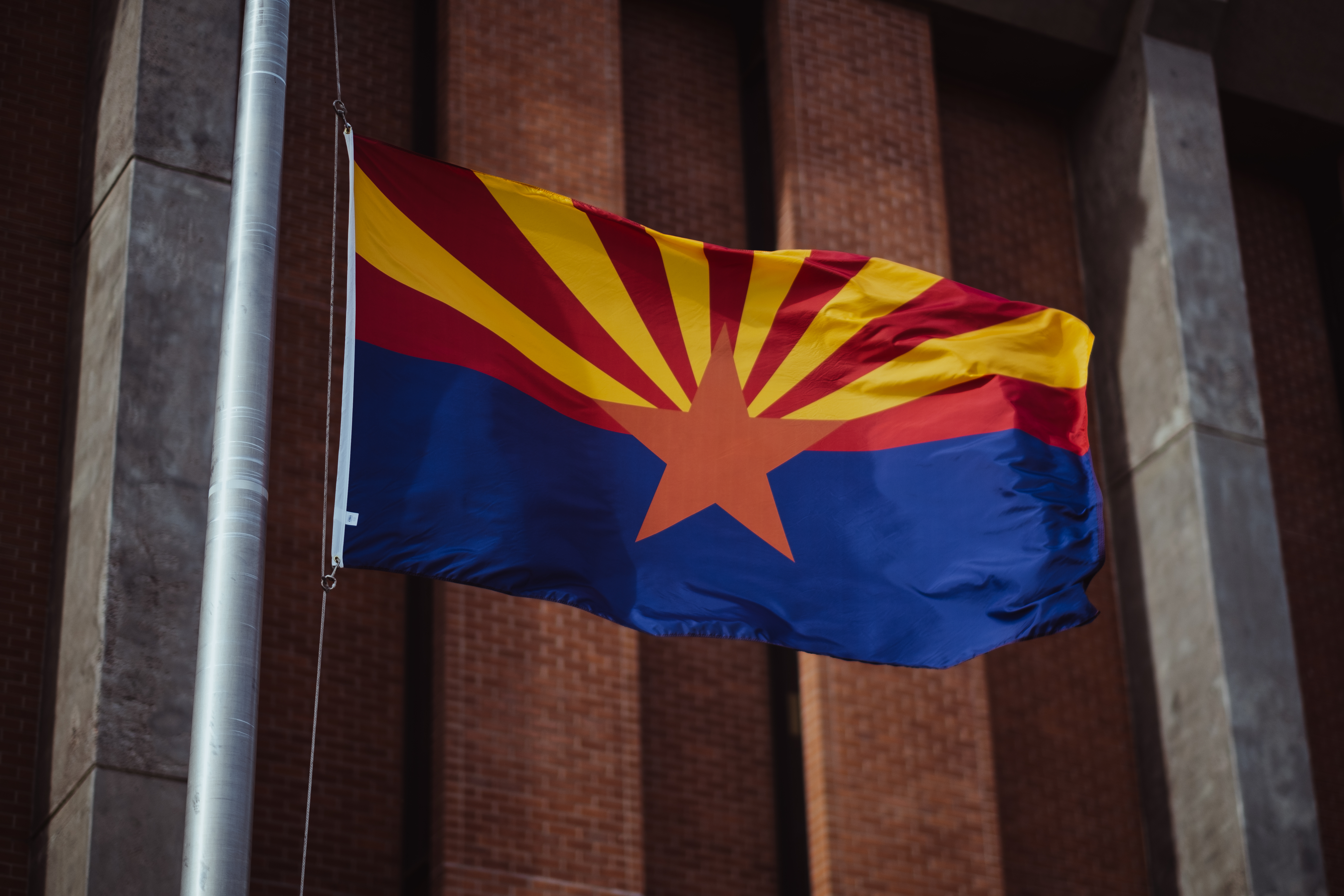 Flag of Arizona at the civic center in Phoenix.