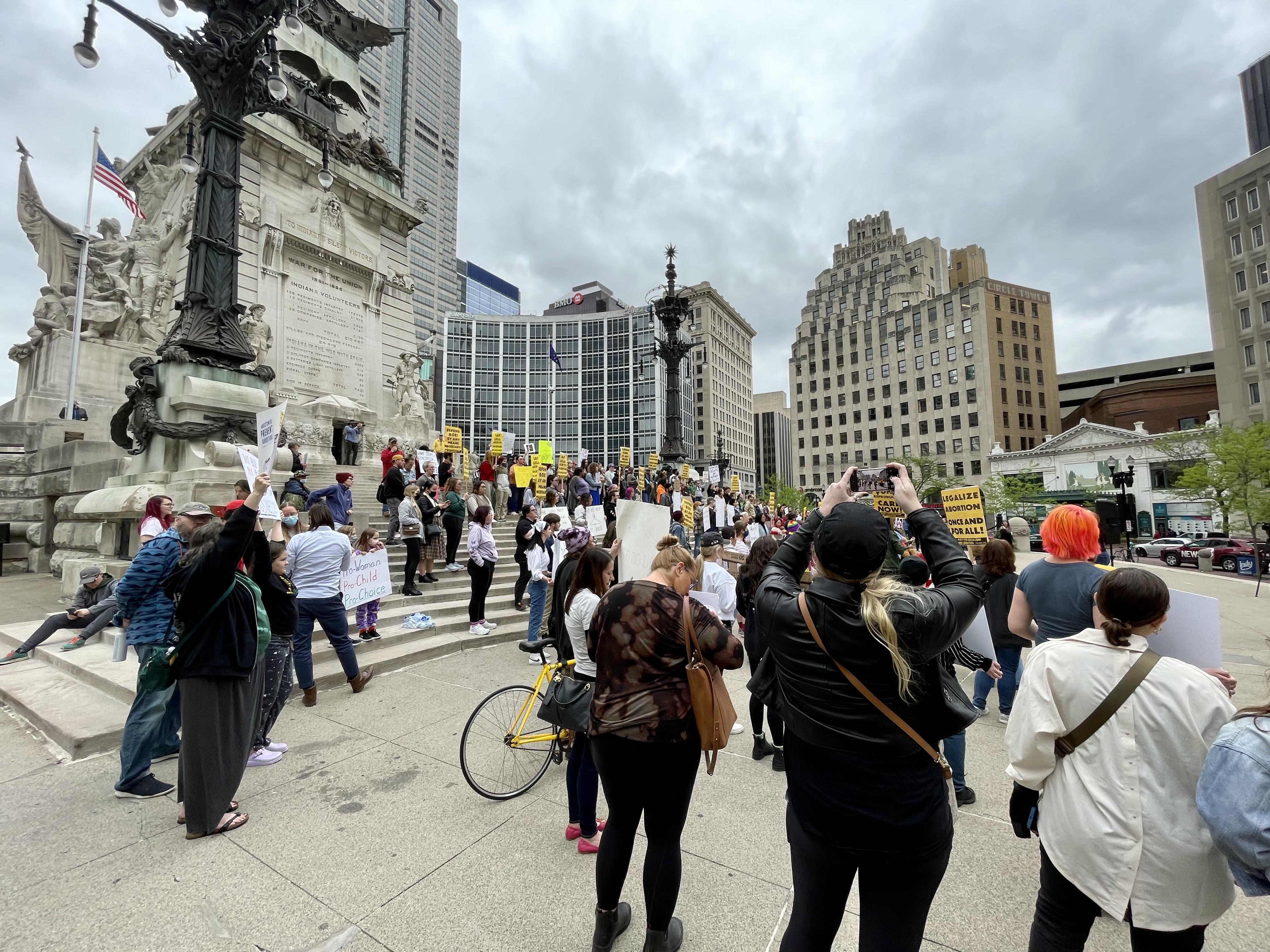 Photo of the May 4, 2022 rally for abortion rights at Monument Circle, Indianapolis.
https://www.indystar.com/story/news/2022/05/05/roe-v-wade-protest-indianapolis-abortion-rights-monument-circle/9651399002/