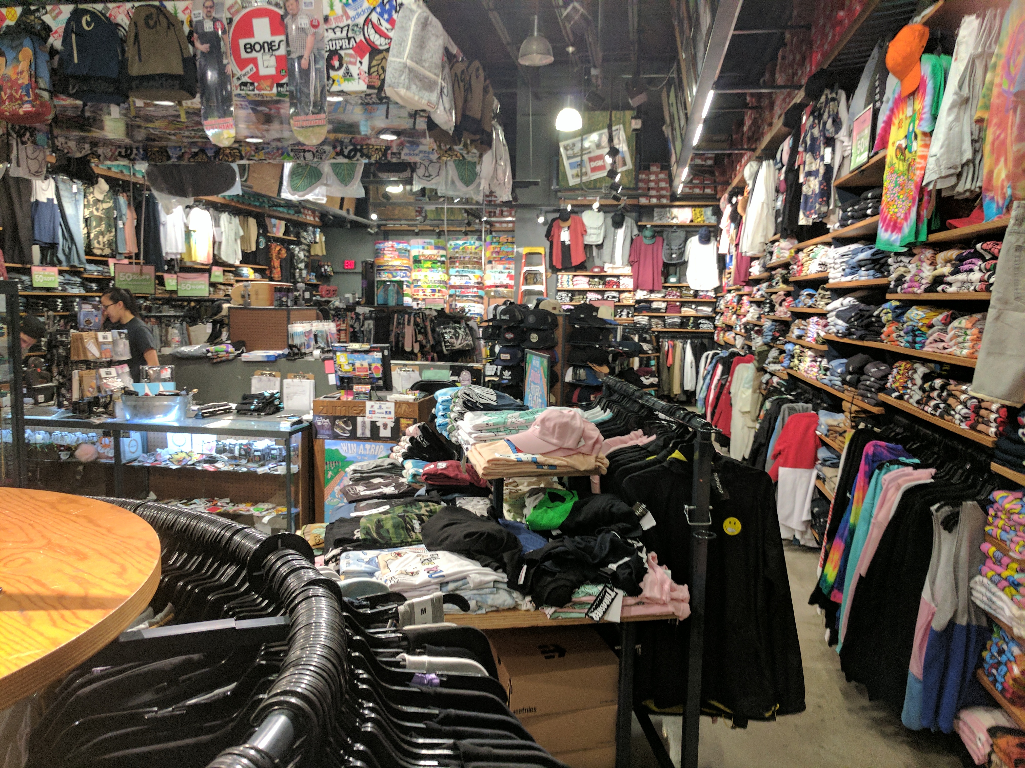 inside a Zumiez store